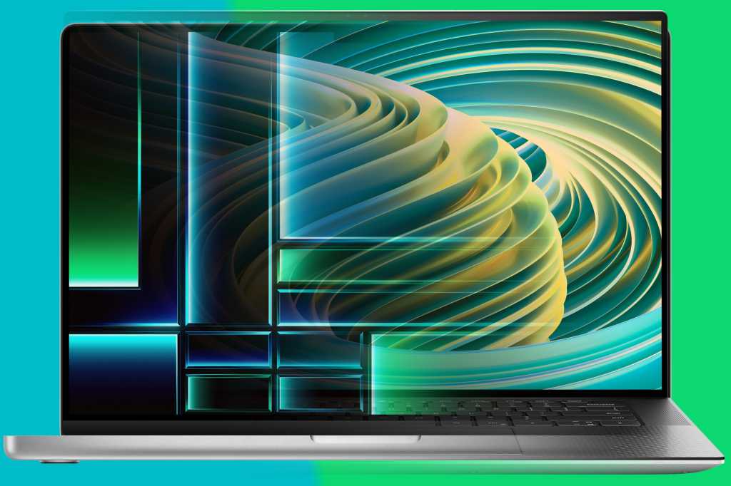 MacBook fading into Dell laptop graphic